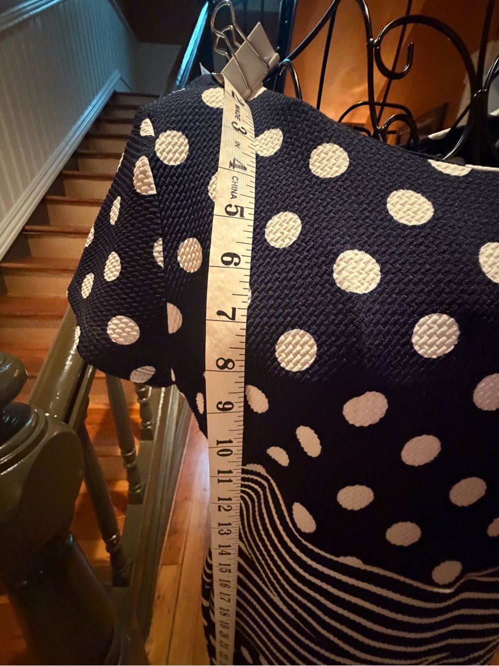 Shelby & Palmer Polka Dot Midi Dress with Striped Waist Detail - Picture 7 of 11